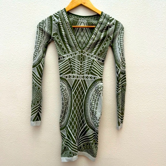 FREE PEOPLE INTIMATELY FREE green graphic bodycon dress - Picture 1 of 6
